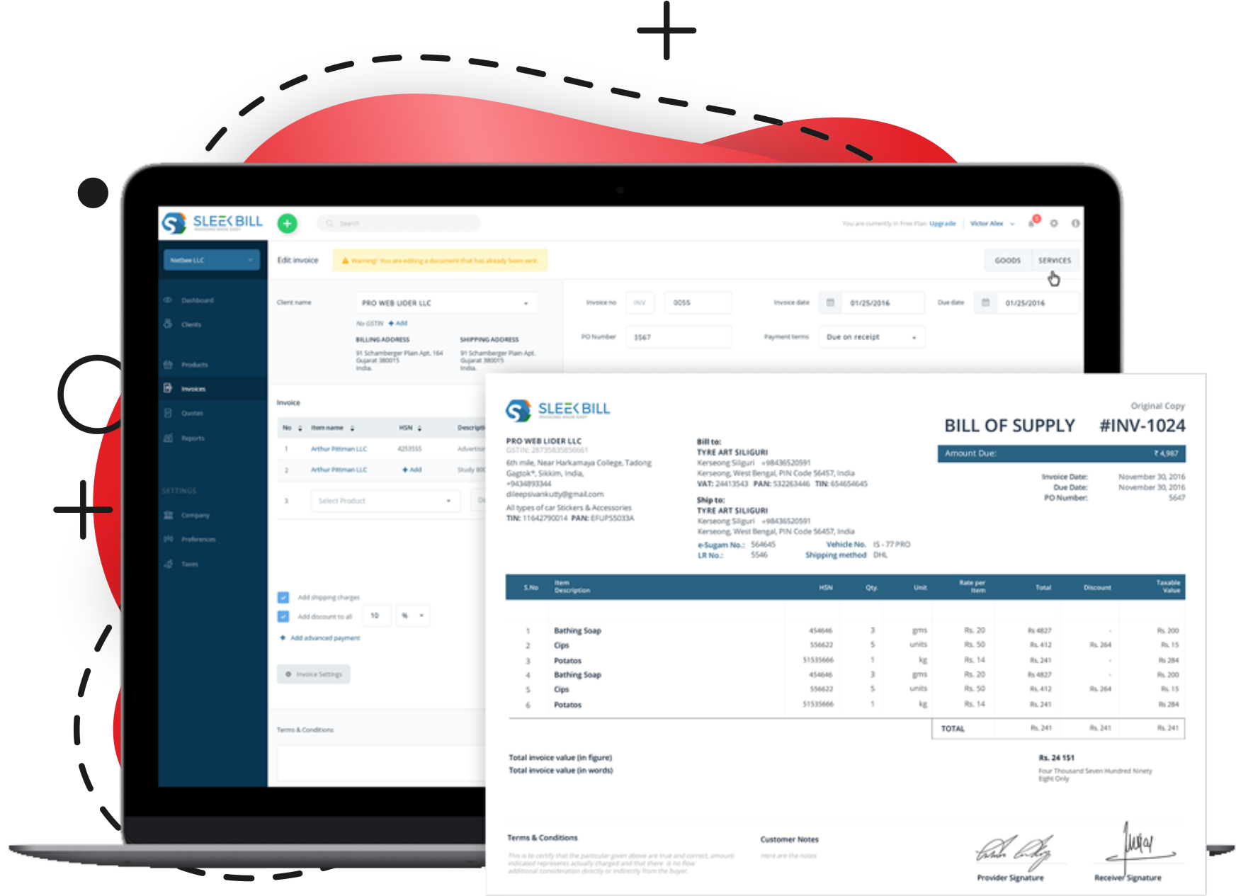 gst billing Make GST Bills & Share with your Customers, Free billing software